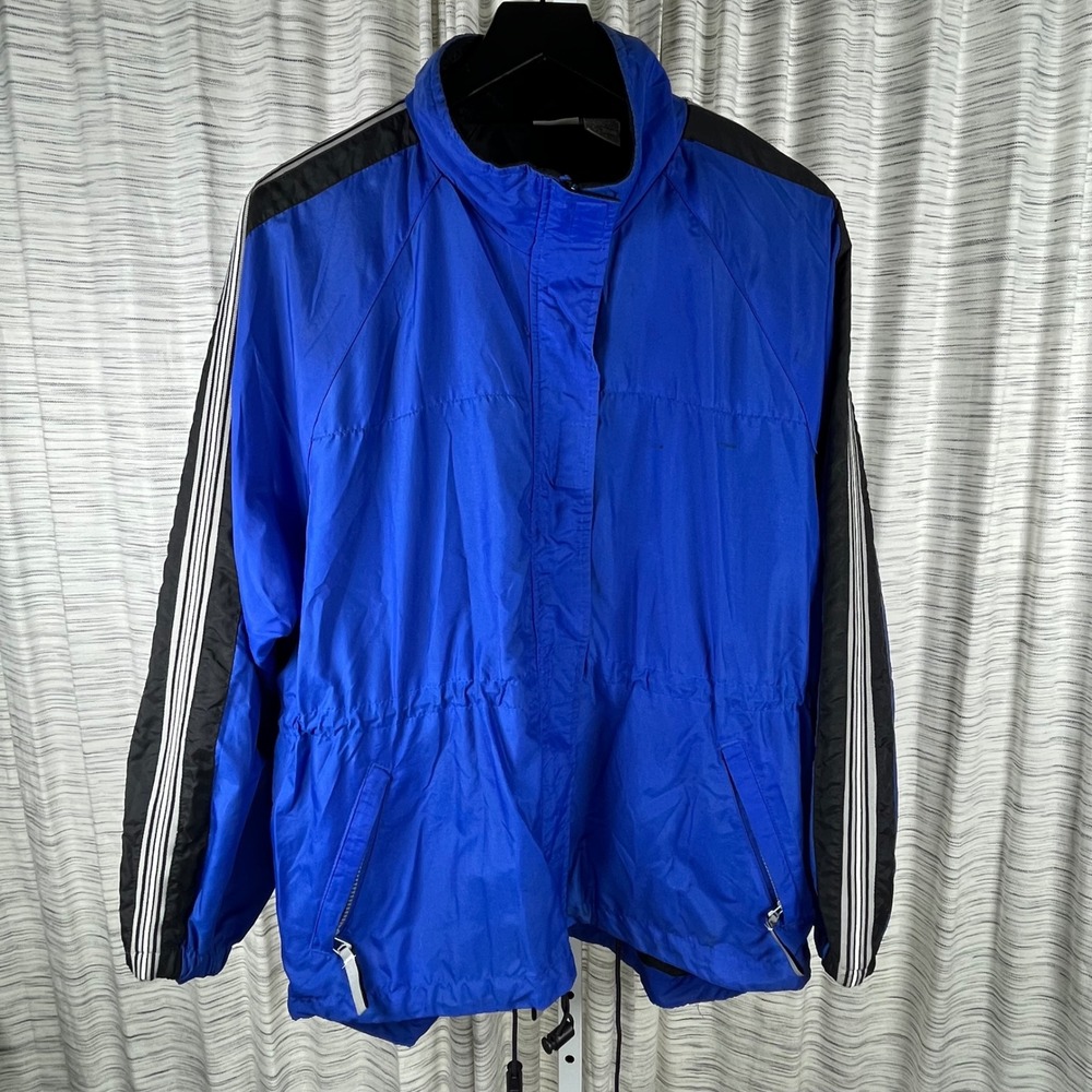 Pro Spirit Vintage Royal Blue Windbreaker Jacket Striped Sleeve Large 3480004